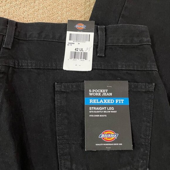 Dickies Work Jeans Men’s Size 40x30 Black Denim 5 Pocket Relaxed Fit - Picture 7 of 7